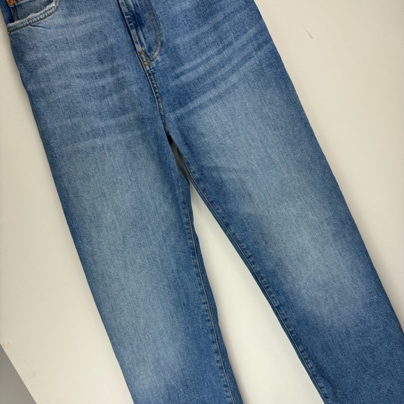 Zara Premium Denim Straight Leg Jeans Sz 4 Medium Wash High Rise - Picture 7 of 15